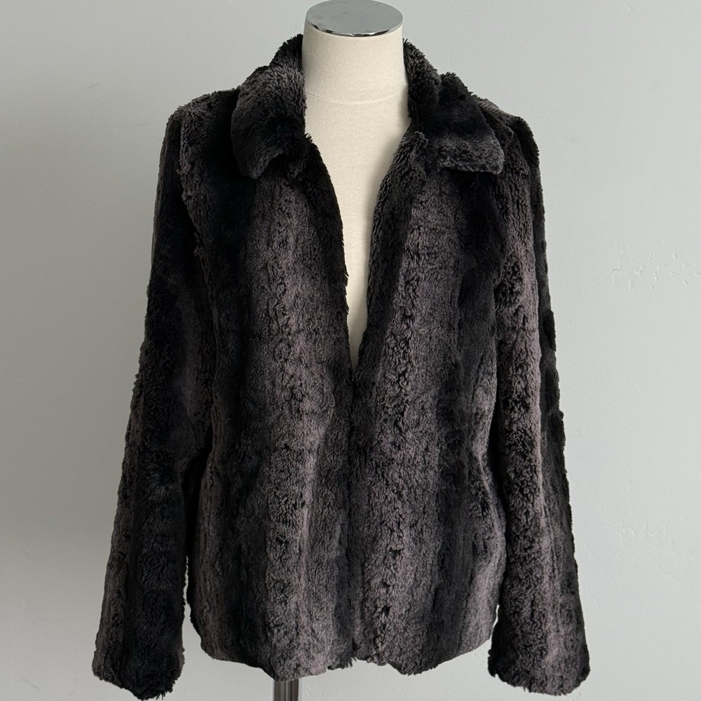 Betsey Johnson Jacket Plush Women L Opera Mob Wife Going Out Faux Fur Goth